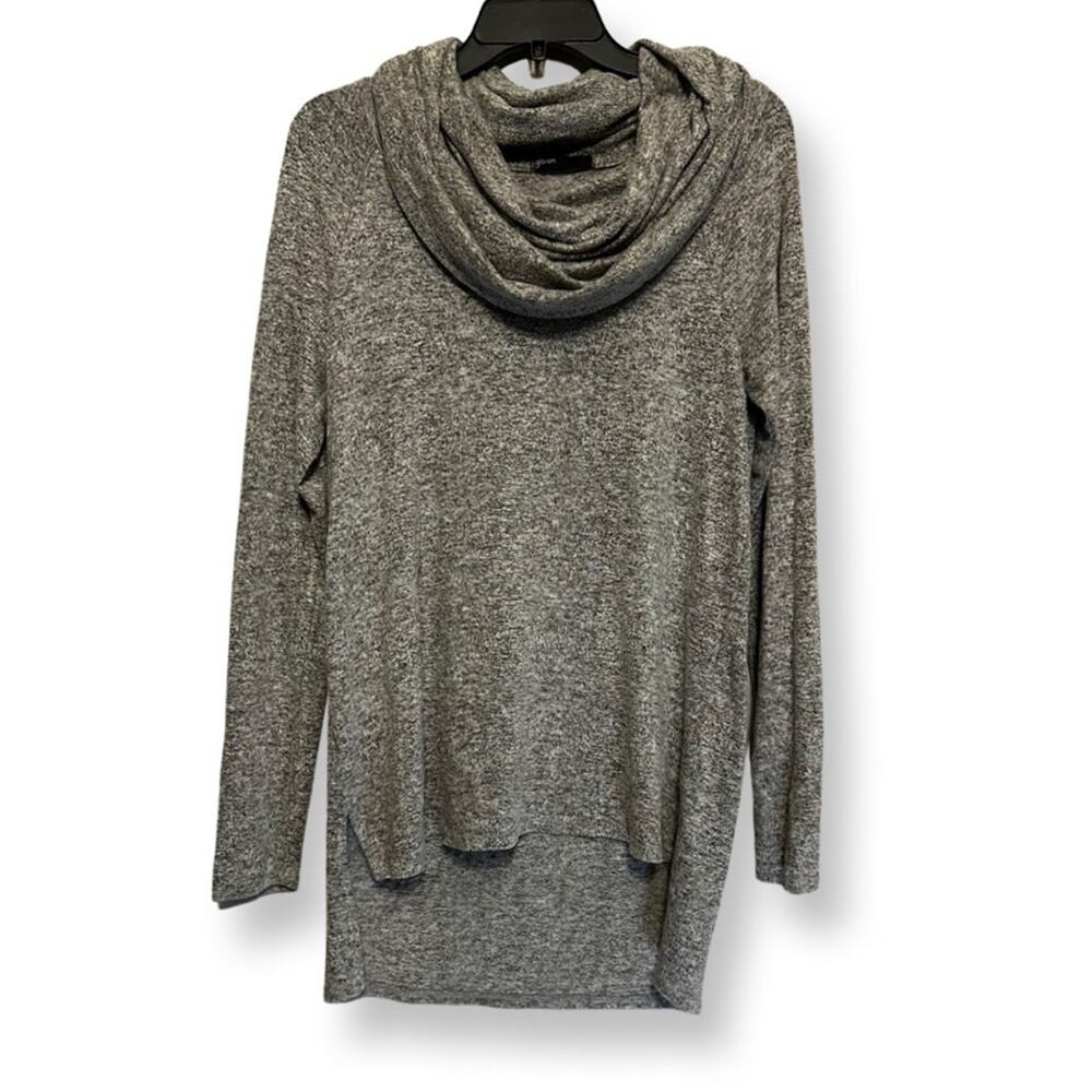 Gibson Womens Tunic Top Gray Marled Long Sleeve Convertible Neck High Low XS New